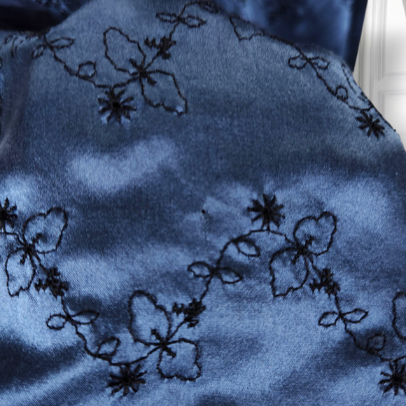 Vintage 90s Y2K Betsey Johnson Babydoll Dress Size XS/S Blue Silk Floral Print - Picture 14 of 14